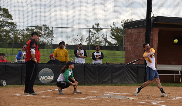 Softball batter at the plate