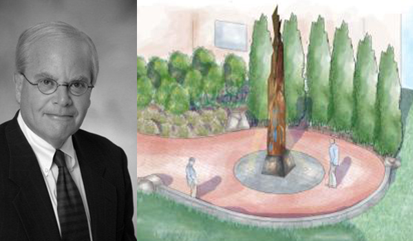 Steven Semler and sketch of memorial
