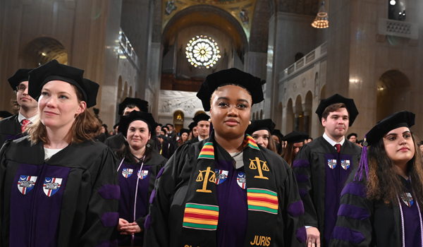 Students at the 2022 Catholic Law Commencement
