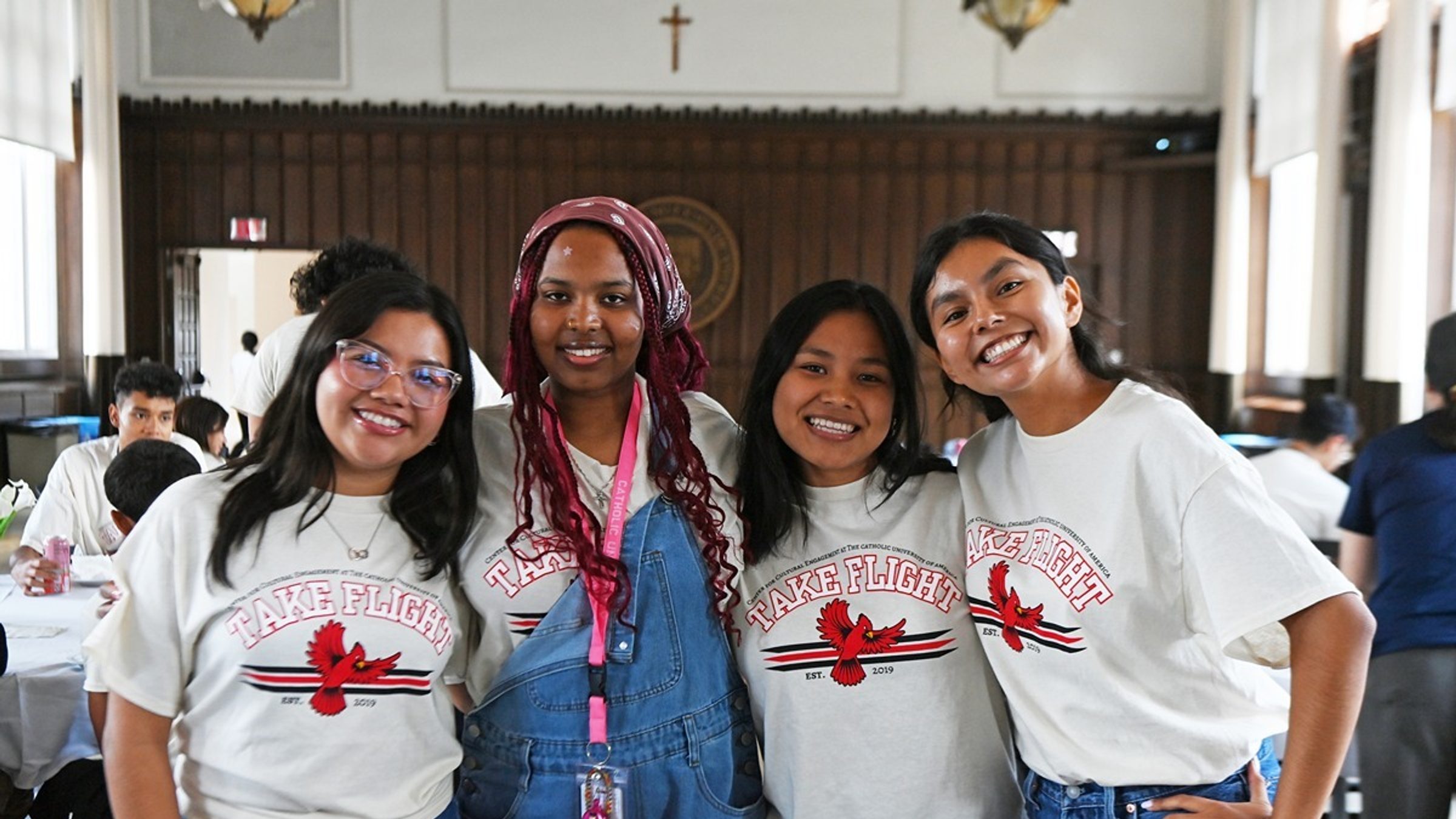 Catholic University students at the Take Flight luncheon