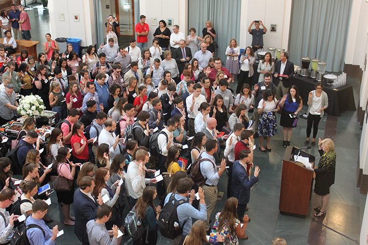 students being inducted into Catholic Law