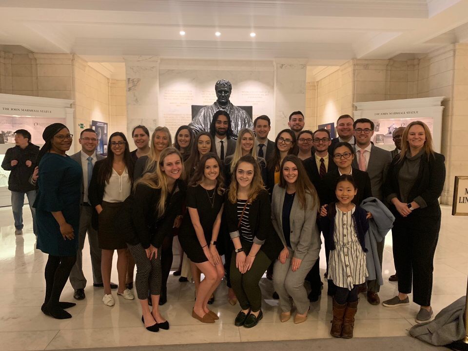 group of CUA Law students at the Supreme Court of the United States